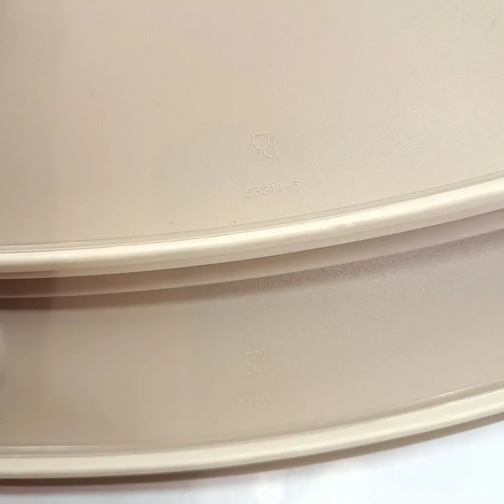Tupperware Shelfsmart Set 2 Almond Lid Cover 5321A-2 5321A-3 5321 Tan Brown